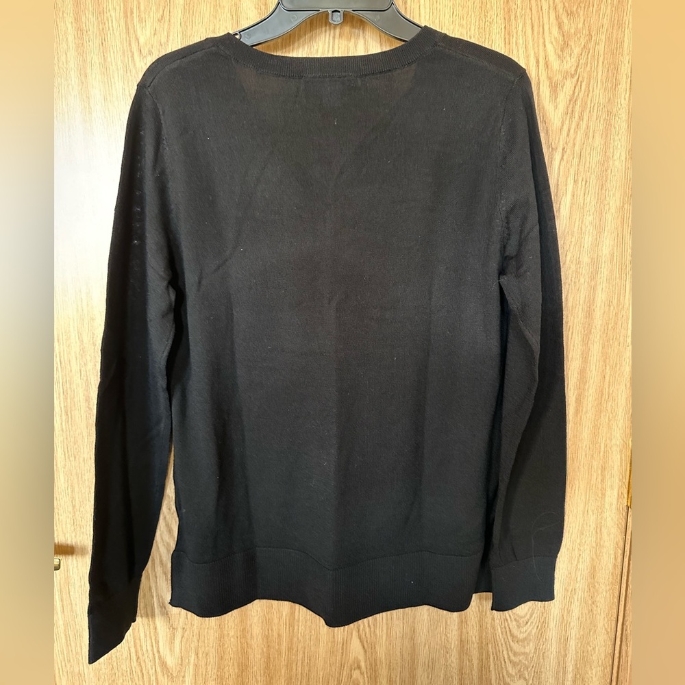Katherine Barclay Black Merino Extra Fine Wool Casual Sweater Women’s X - Picture 4 of 5